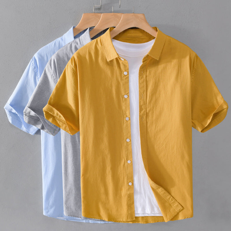 Camisa Hombre Algodón Manga Corta Cuello Rebatido Estampado
