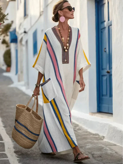 Vestido maxi Mujer de Gasa Cuello en V Suelto
