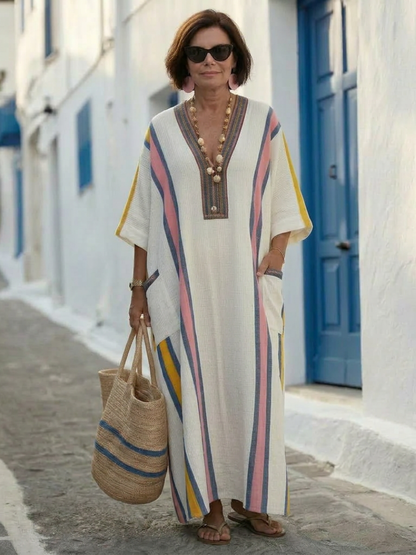 Vestido maxi Mujer de Gasa Cuello en V Suelto
