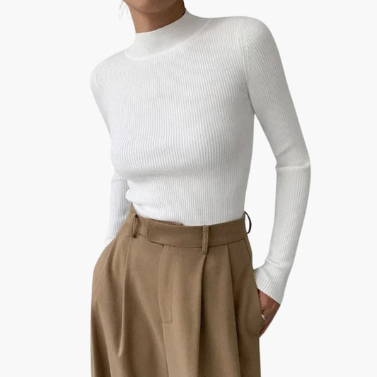 Jersey mujer de punto cuello alto falso corte entallado - Mavetta