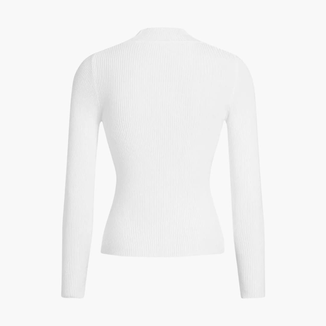 Jersey mujer de punto cuello alto falso corte entallado