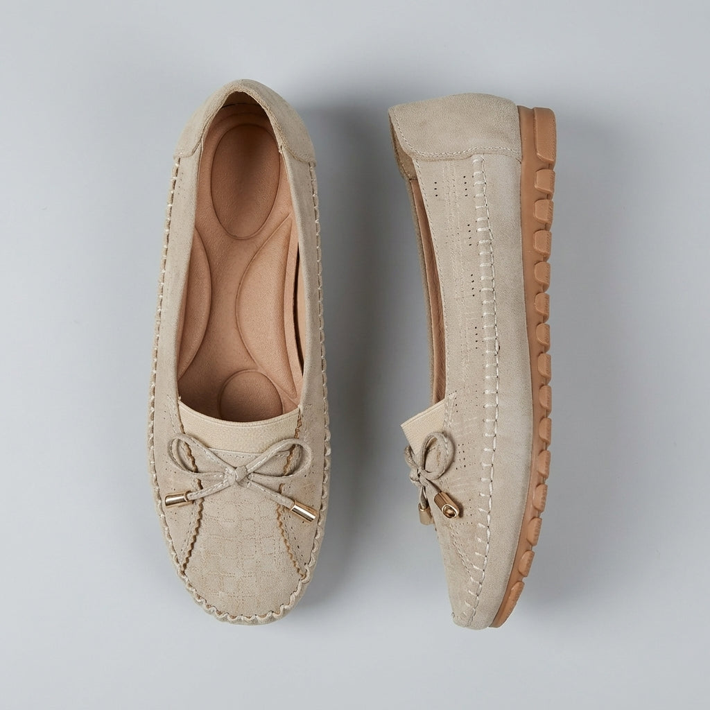 Mocasines Mujer Ortopédicos con Lazo y Perforaciones