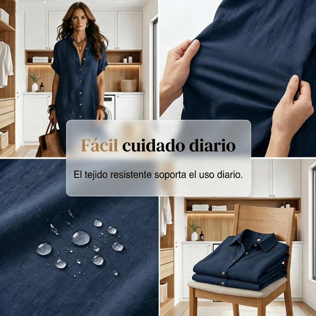 Vestido camisero mujer de manga corta