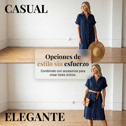 Vestido camisero mujer de manga corta