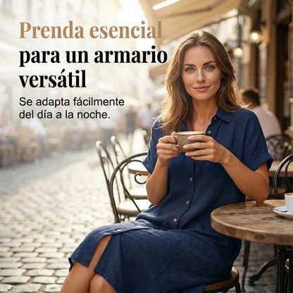 Vestido camisero mujer de manga corta