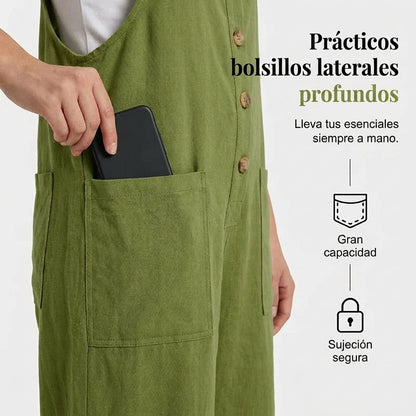 Mono mujer de tirantes con botones ajuste holgado