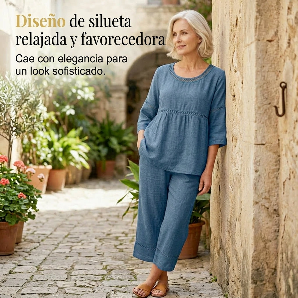 Conjunto Casual Mujer con Detalles Calados