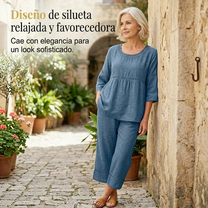 Conjunto Casual Mujer con Detalles Calados
