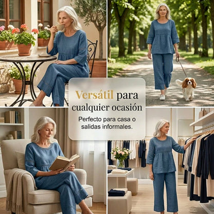 Conjunto Casual Mujer con Detalles Calados