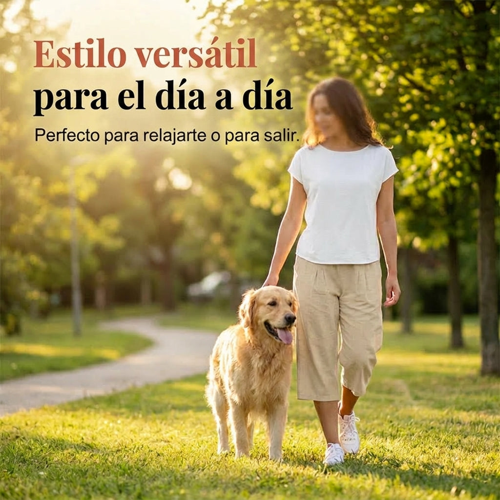 Pantalones Capri Mujer Ligeros Cintura Elástica