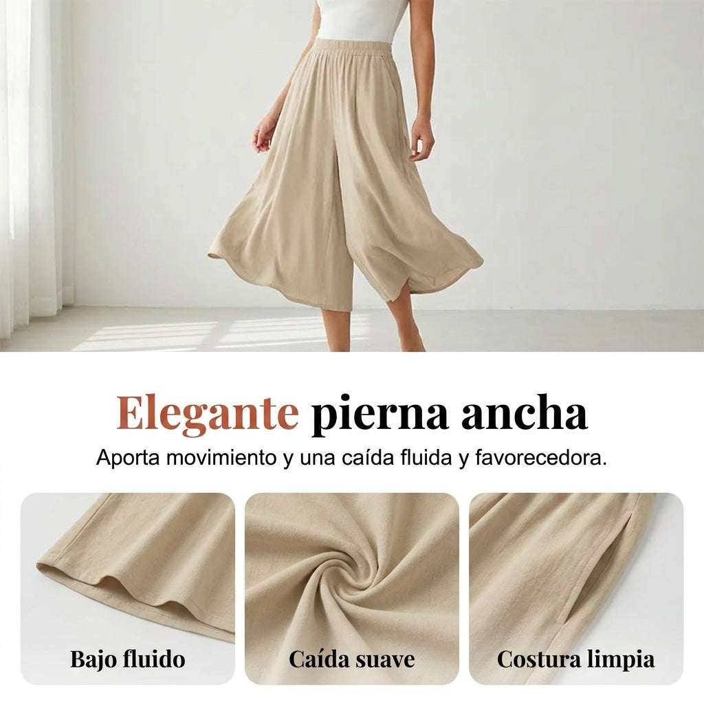 Pantalones Capri Mujer Ligeros Cintura Elástica