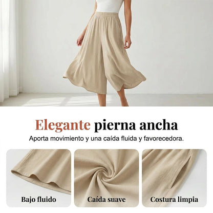 Pantalones Capri Mujer Ligeros Cintura Elástica