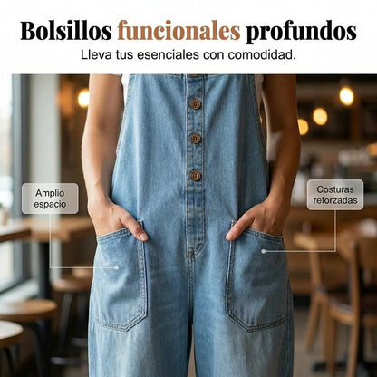 Mono Mujer Vaquero Holgado con Bolsillos