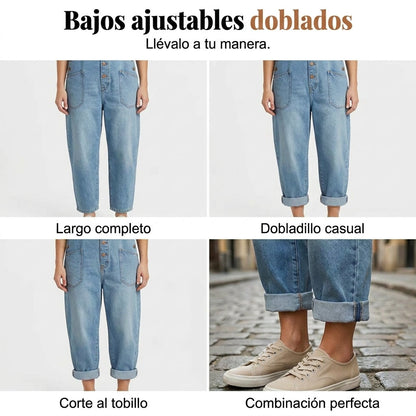 Mono Mujer Vaquero Holgado con Bolsillos