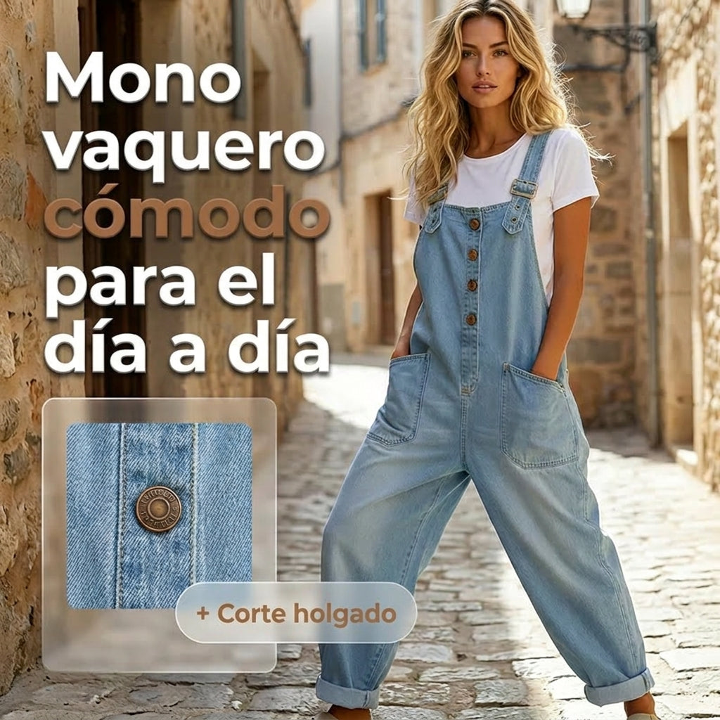 Mono Mujer Vaquero Holgado con Bolsillos - Mavetta
