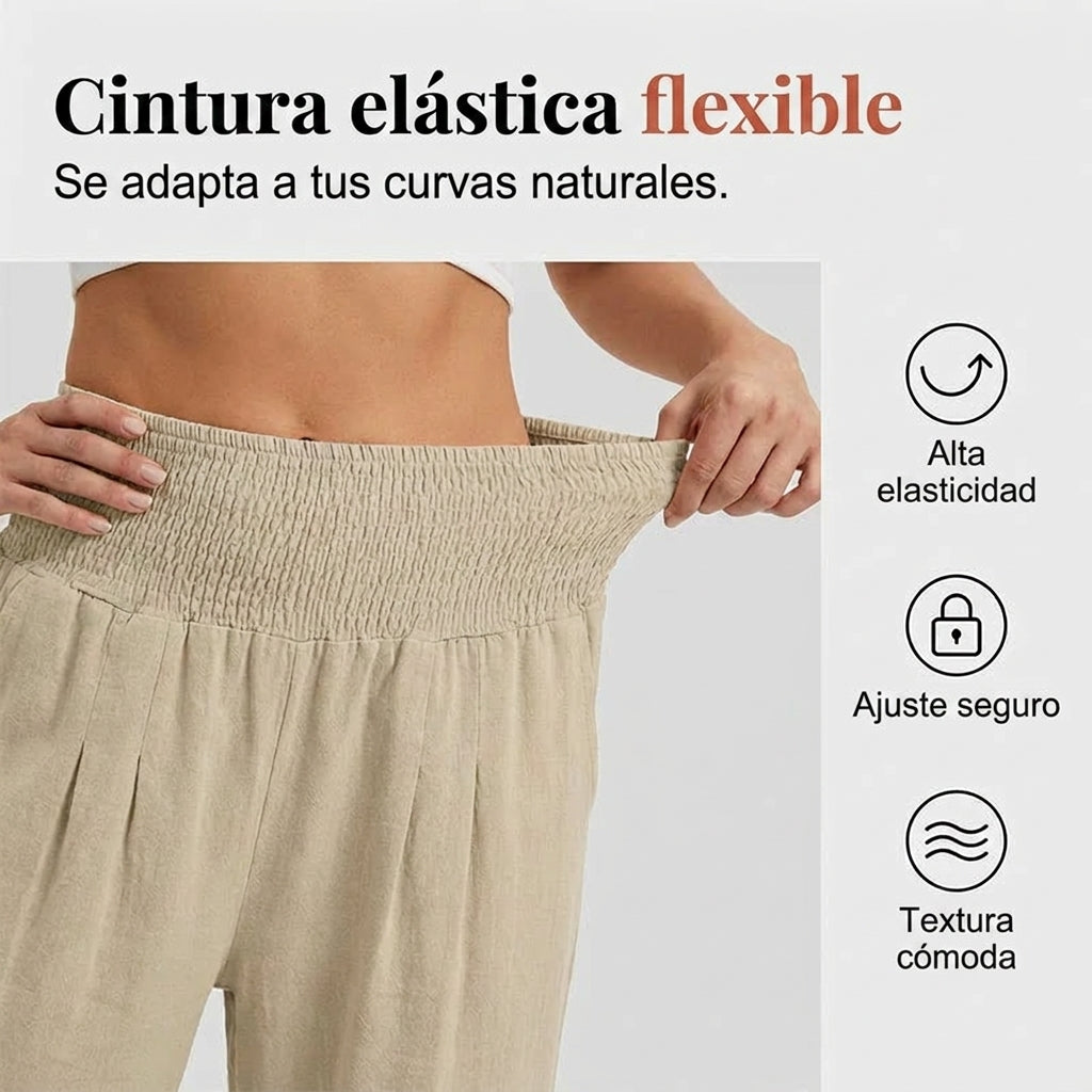 Pantalones Capri Mujer Ligeros Cintura Elástica
