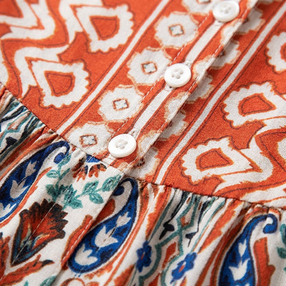 Vestido Corto Mujer Estilo Boho Escalonado Diseño Étnico
