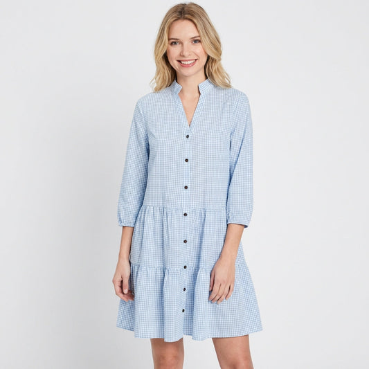 Vestido Corto Mujer de Algodón Cuadros Vichy Escalonado - Mavetta