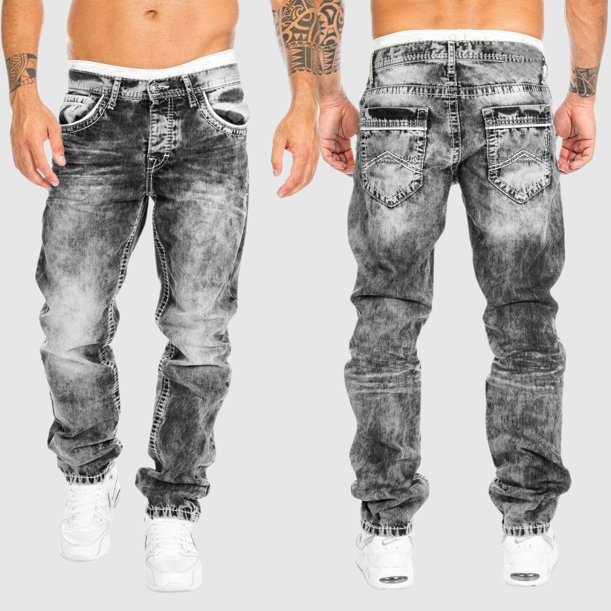 Pantalones Vaqueros Hombre Denim Lavado Corte Recto