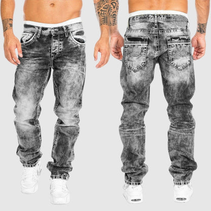 Pantalones Vaqueros Hombre Denim Lavado Corte Recto