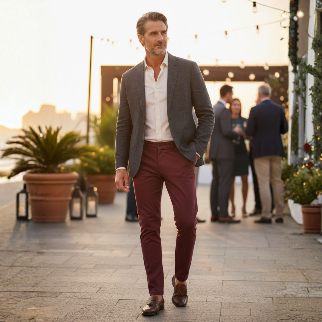 Pantalones Chinos Hombre Algodón Skinny Fit Tobillo Ajustado