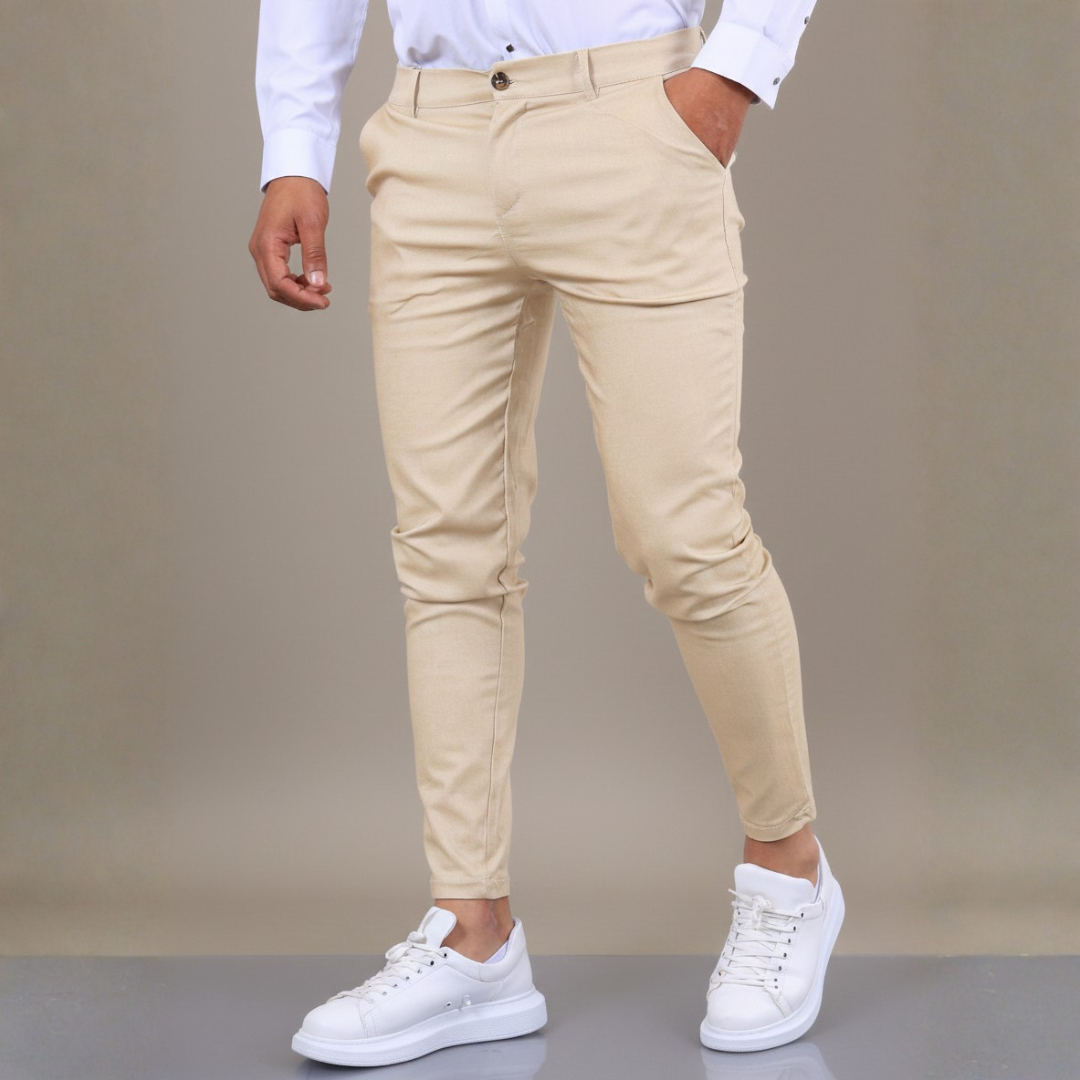 Pantalones Chinos Hombre Algodón Skinny Fit Tobillo Ajustado