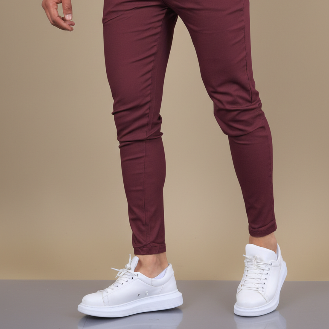 Pantalones Chinos Hombre Algodón Skinny Fit Tobillo Ajustado