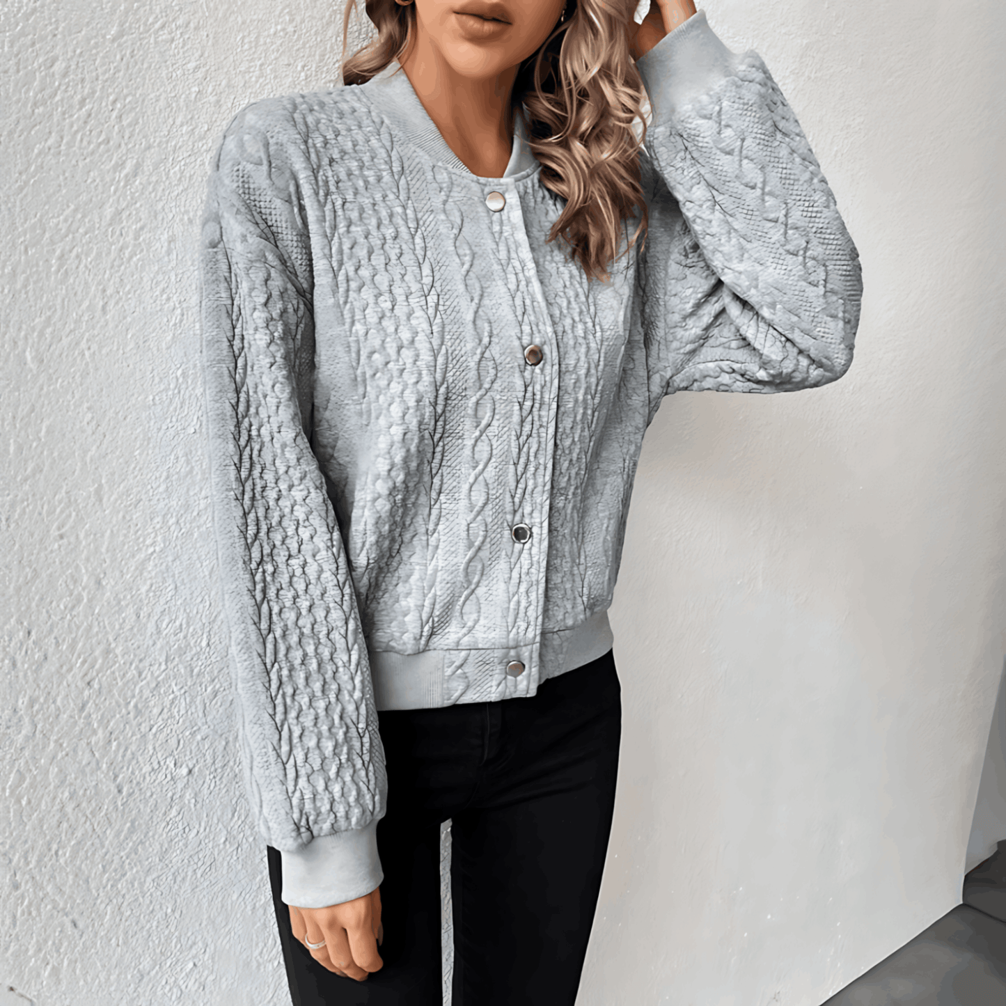 Cárdigan Mujer Estilo Bomber Ajuste Regular