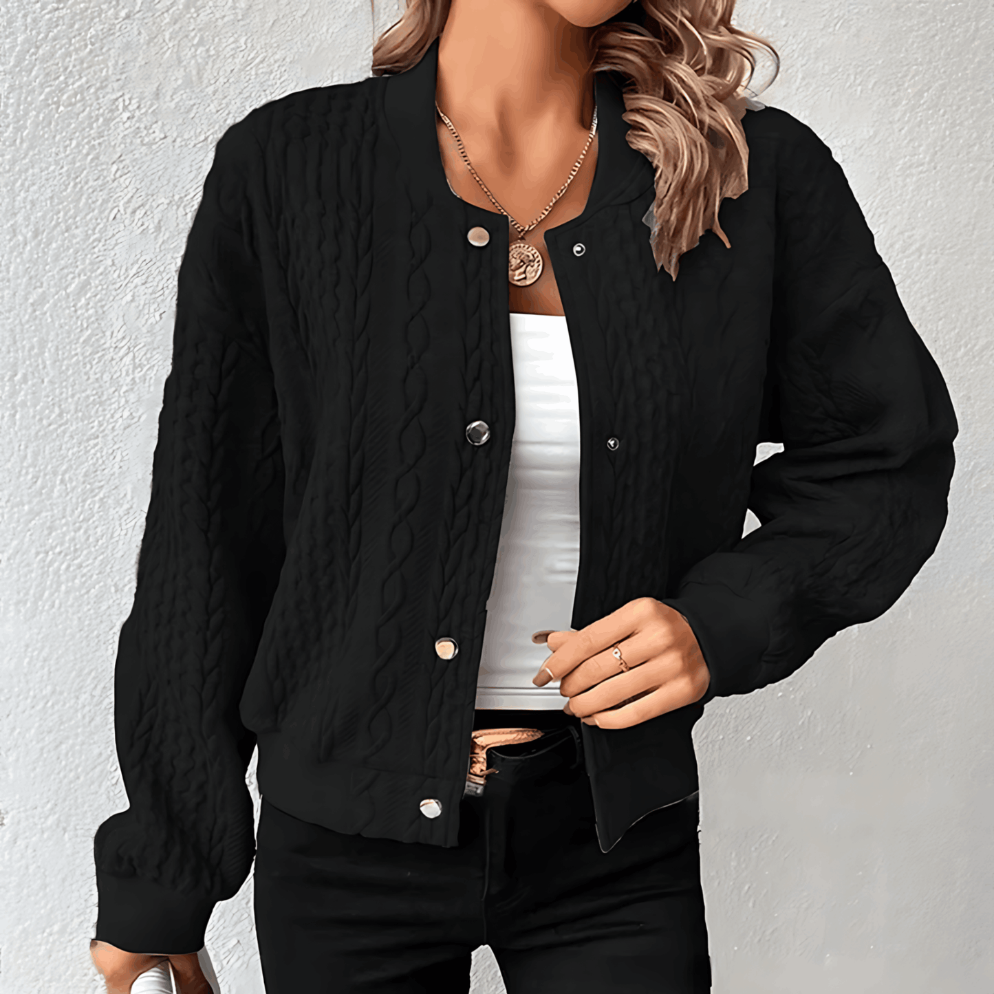 Cárdigan Mujer Estilo Bomber Ajuste Regular