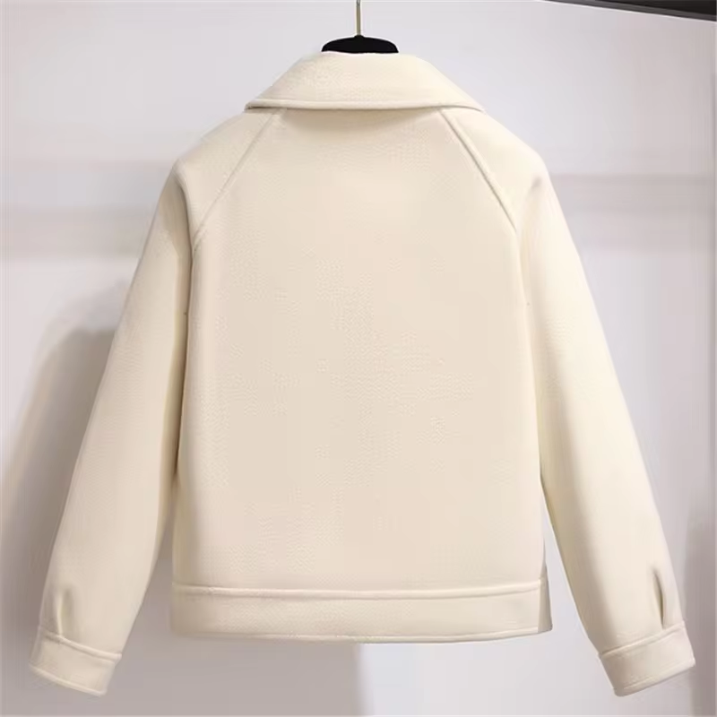 Chaqueta Mujer Mezcla de Lana Botones Cuello Camisero