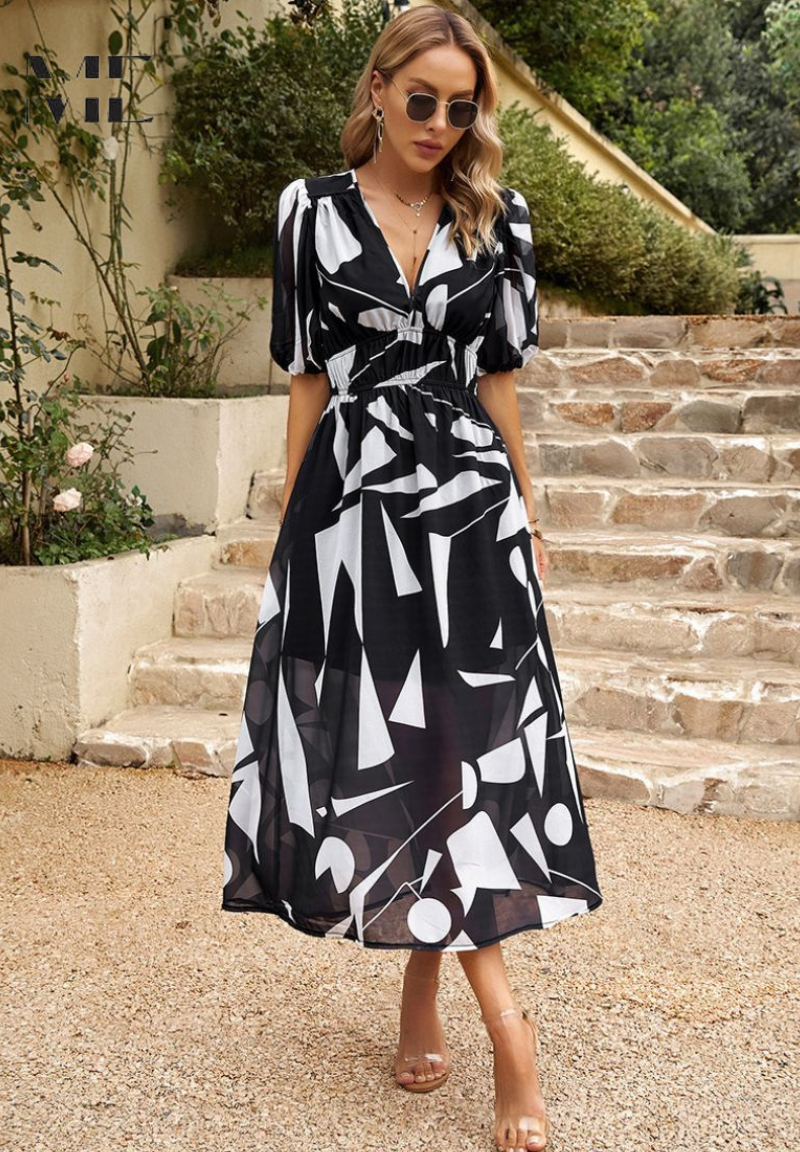 Vestido Mujer Floral Tela Ligera Corte Ajustado