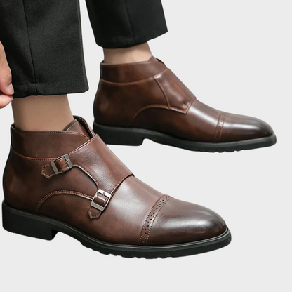 Botines hombre de cuero doble hebilla formales cómodos