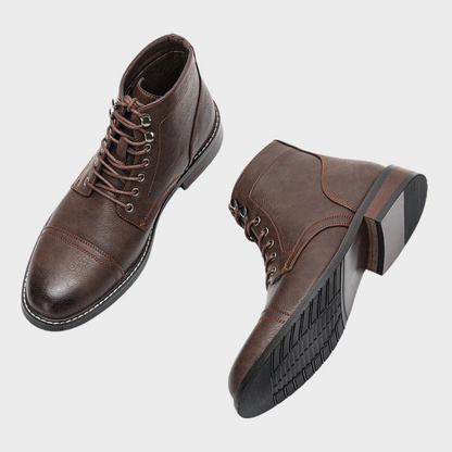 Botas Hombre Cuero Botines Estilo Derby con Cordones Robustas
