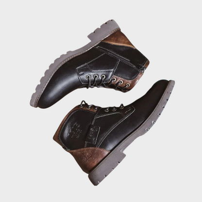Botines hombre cuero sintético con cordones estilo urbano