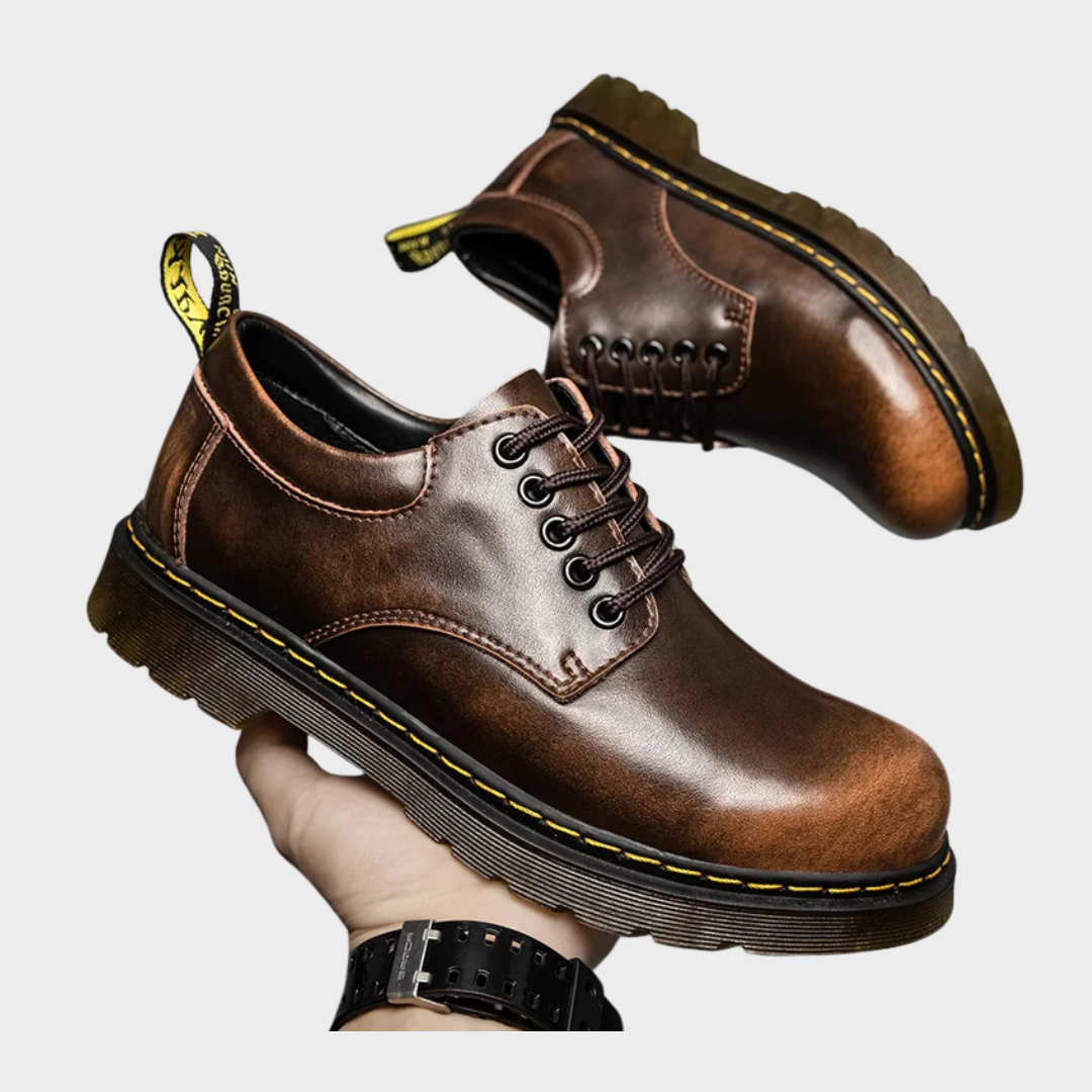 Botines hombre de cuero con cordones estilo clásico cómodo