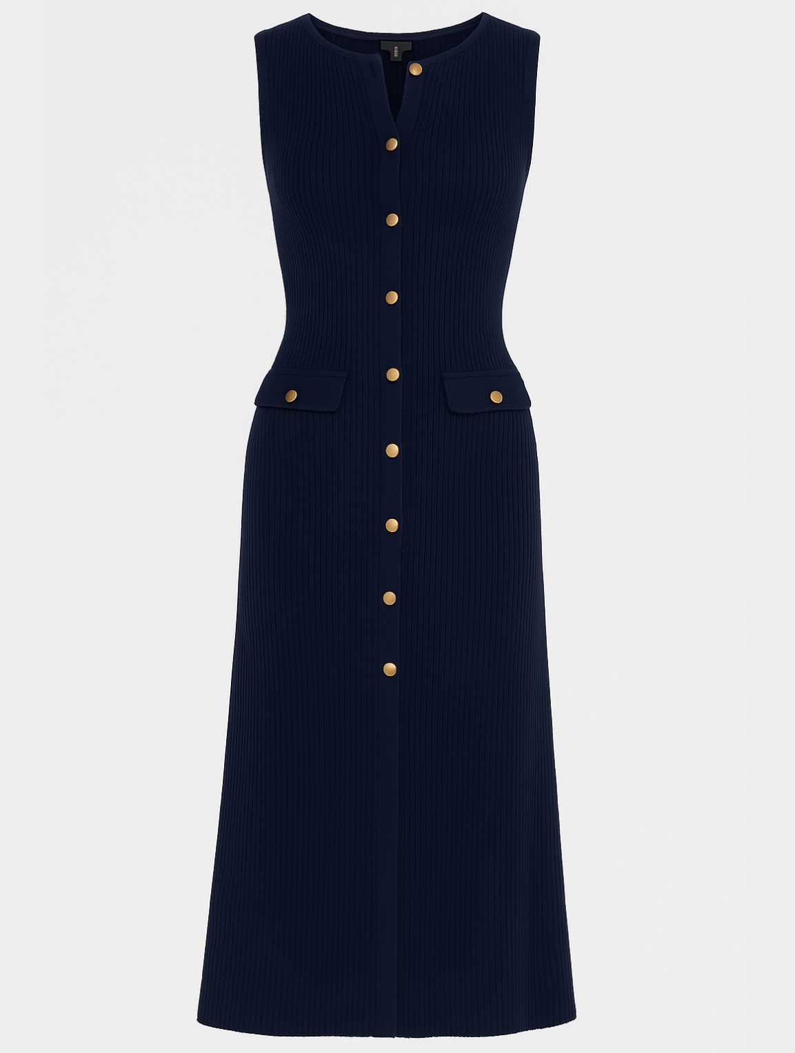 Vestido midi mujer sin mangas diseño recto minimalista