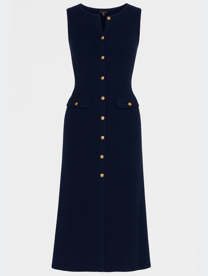 Vestido midi mujer sin mangas diseño recto minimalista