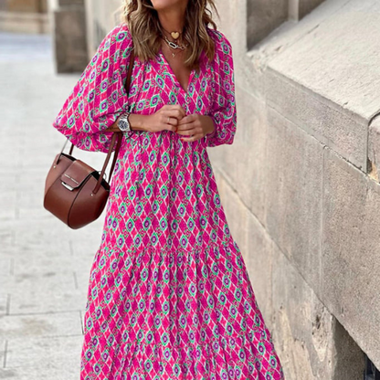Vestido maxi mujer estilo bohemio cuello en V