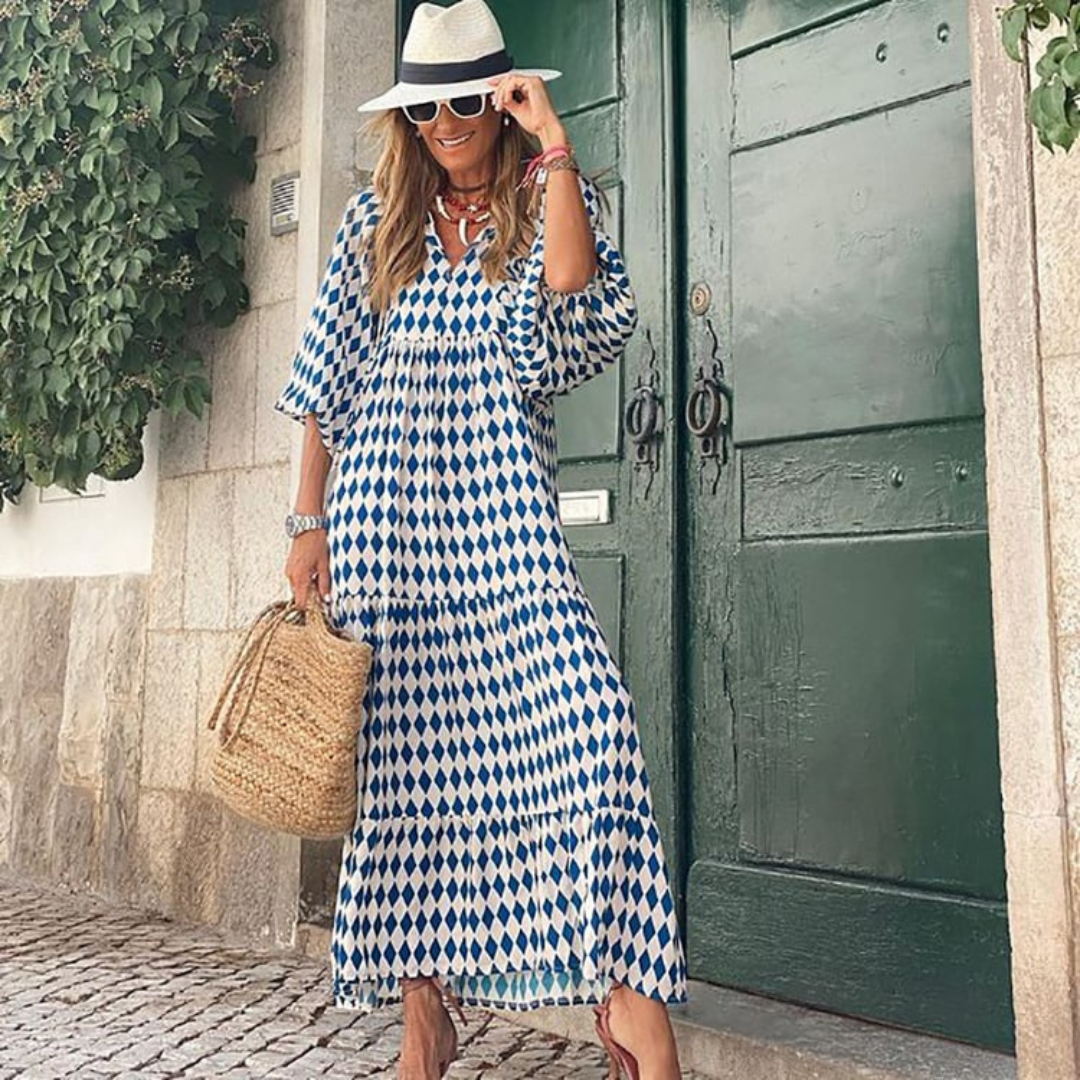 Vestido maxi mujer estilo bohemio cuello en V