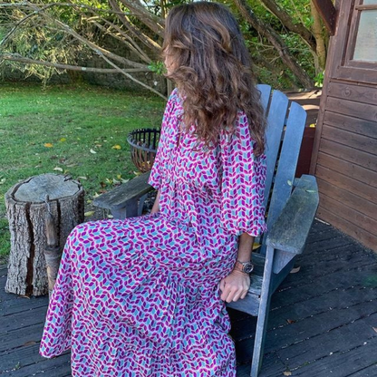 Vestido maxi mujer estilo bohemio cuello en V