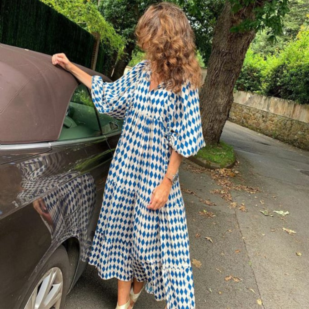 Vestido maxi mujer estilo bohemio cuello en V