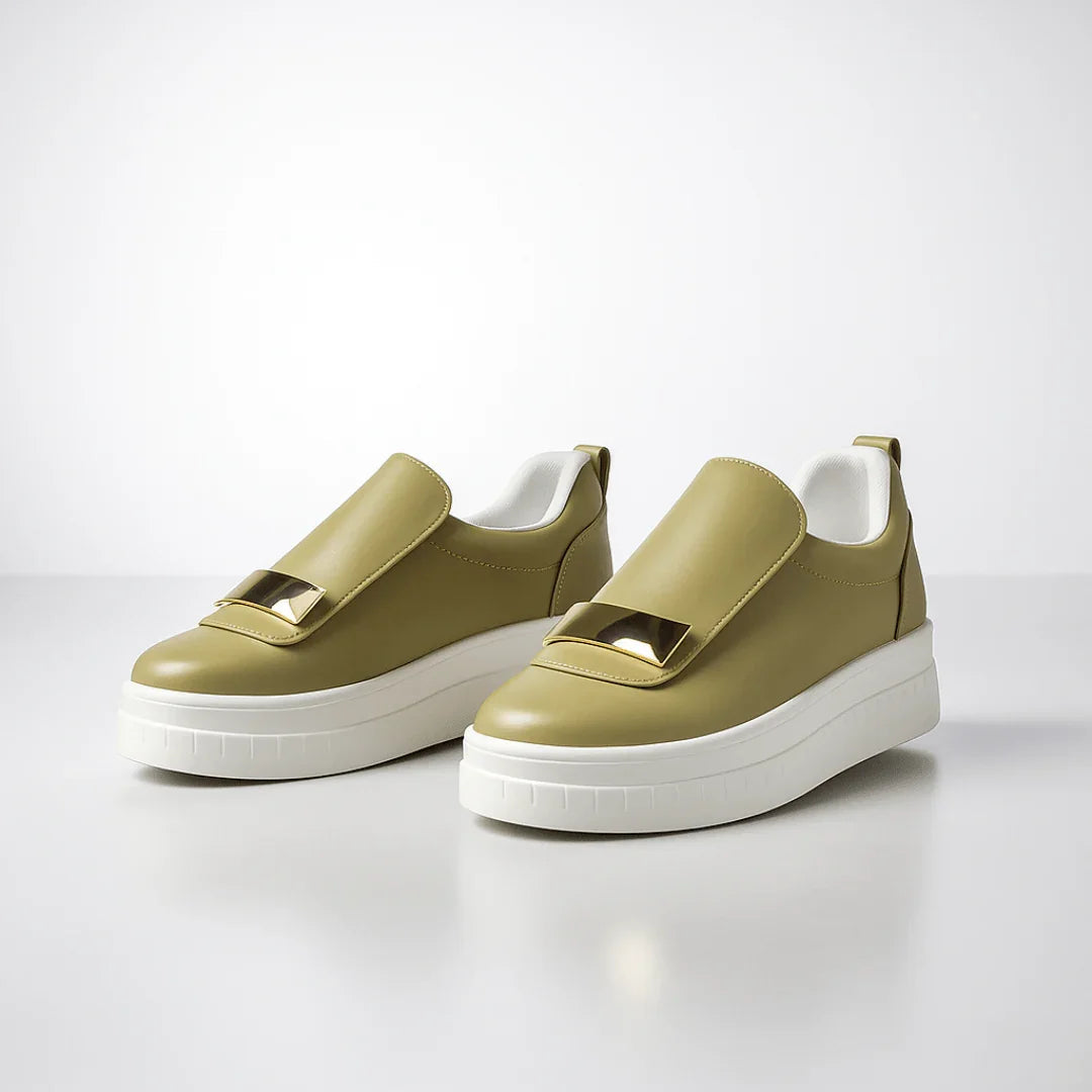 Zapatillas Mujer Casual Plataforma Sin Cordones Decoracion Metalica