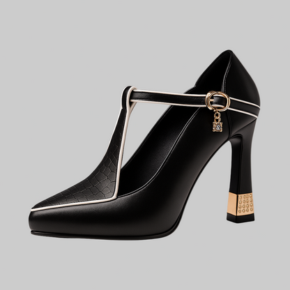 Tacones Mujer Ortopédicos Punta Cerrada Correa Empeine Ergonomicos
