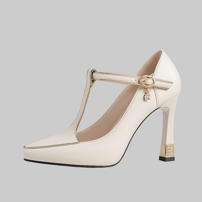 Tacones Mujer Ortopédicos Punta Cerrada Correa Empeine Ergonomicos