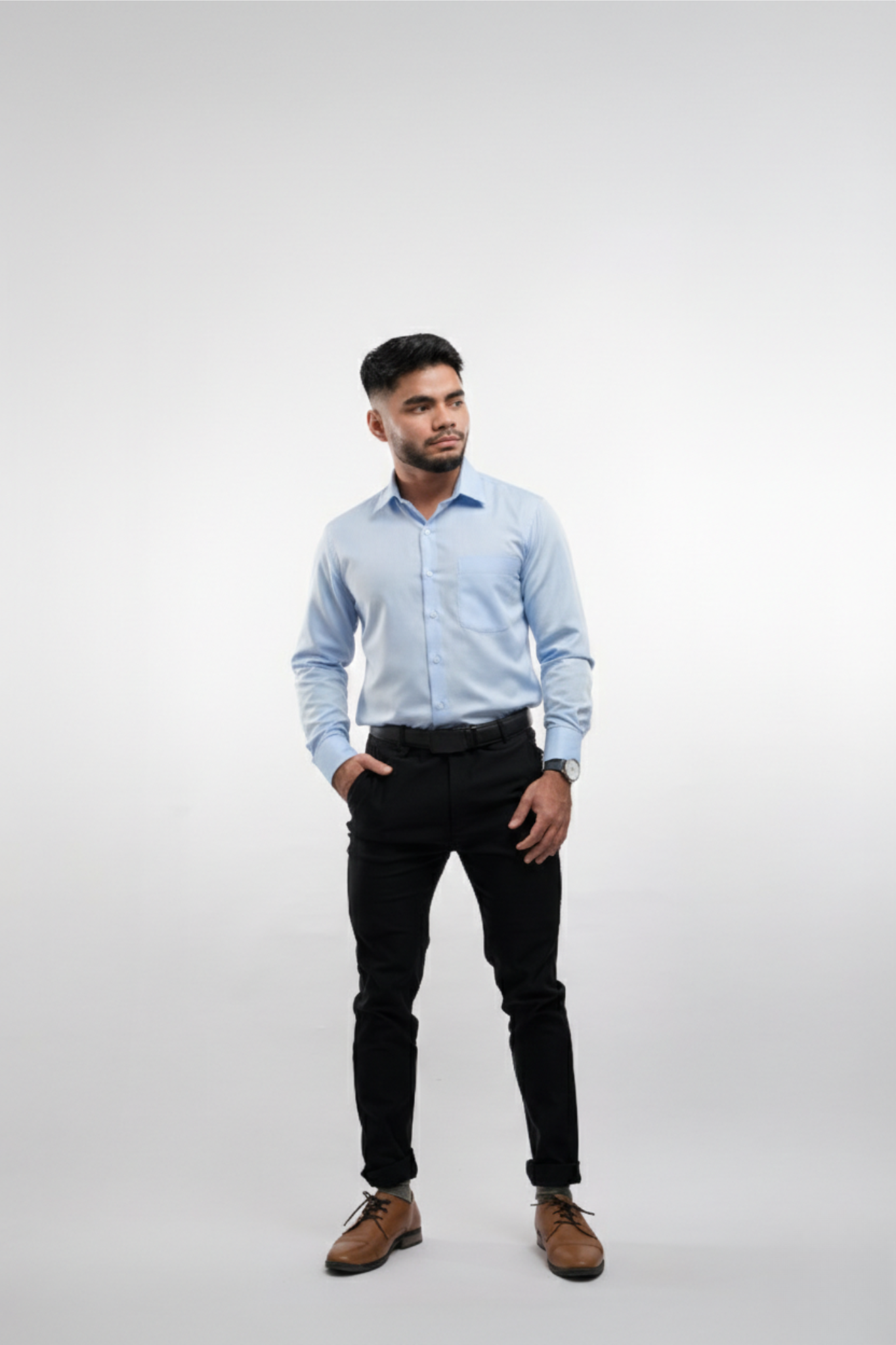 Camisa Hombre con Botones Tejido Antiarrugas