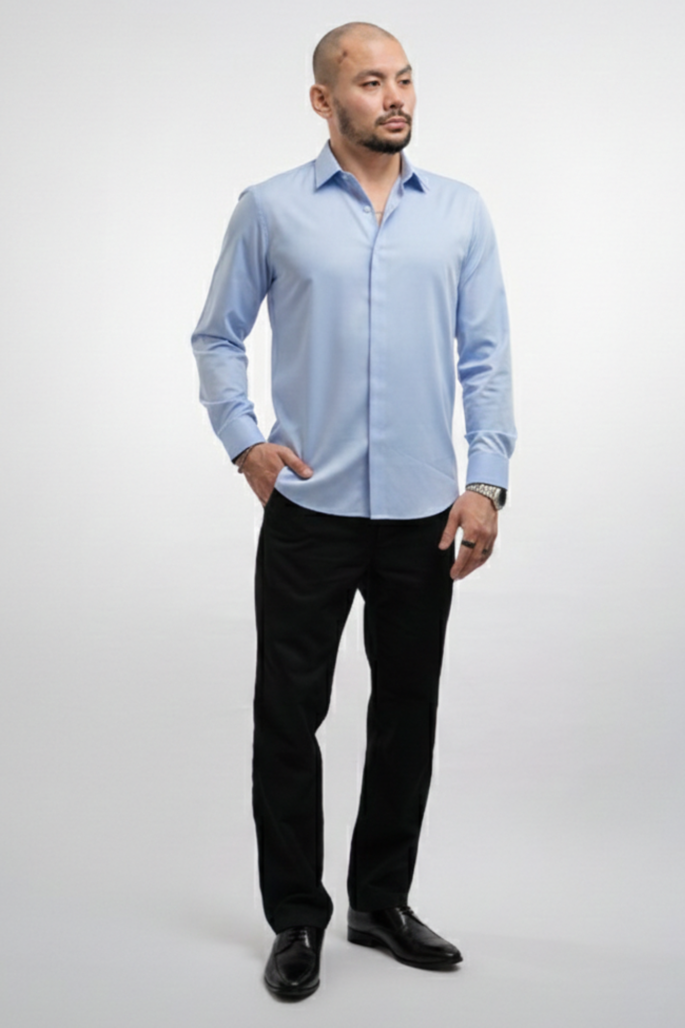 Camisa Hombre con Botones Tejido Antiarrugas