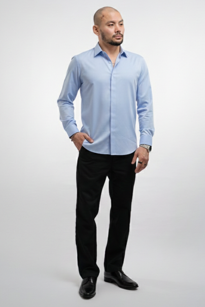 Camisa Hombre con Botones Tejido Antiarrugas