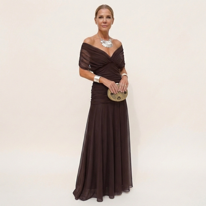 Vestido Largo Mujer Fluido Escote en V Diseño Sofisticado