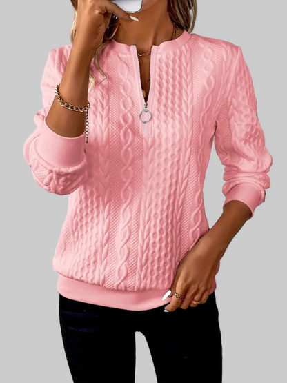 Jersey Mujer de Punto Trenzado con Cremallera Cálido Casual - Mavetta