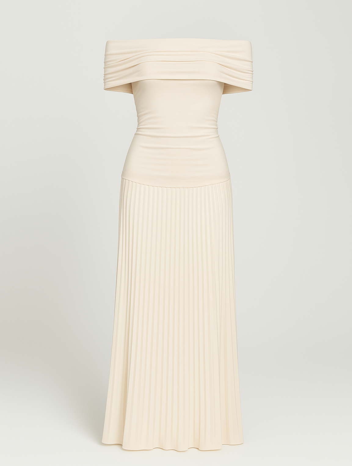 Vestido maxi mujer de boda plisado sin hombros